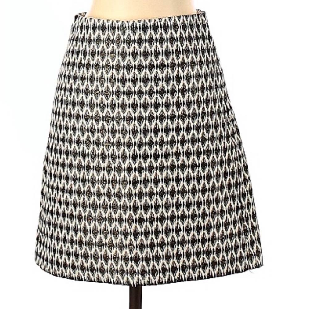 NWT Ann Taylor LOFT Skirt Black White Metallic Size 00P